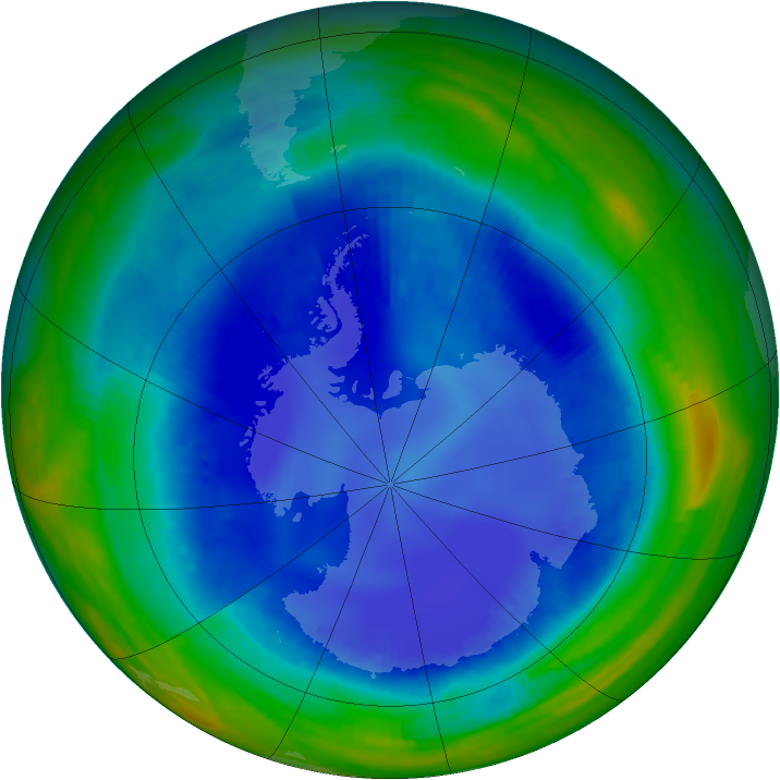 Antarctic ozone map for 18 August 2000